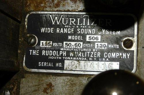 Wide Range Sound System 506; Wurlitzer Co., The (ID = 2639934) Ampl/Mixer