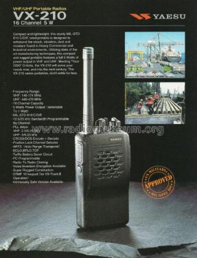 Transceptor portatil VHF VX-210V; Yaesu-Musen Co. Ltd. (ID = 2638131) Commercial TRX