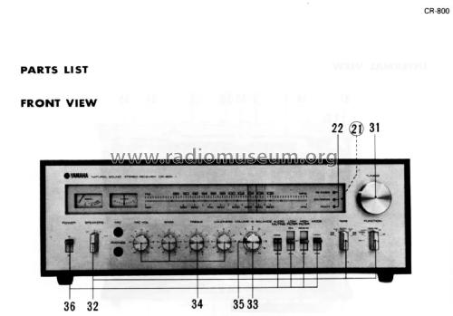 FM/AM Stereo Receiver with Dual Tuning Meters CR-800; Yamaha Co.; (ID = 1940096) Radio