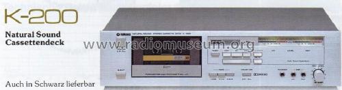 Natural Sound Stereo Cassette Deck K-200; Yamaha Co.; (ID = 962385) R-Player