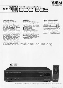 Natural Sound Compact Disc Changer CDC-605; Yamaha Co.; (ID = 1564596) R-Player