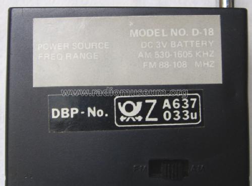 FM/AM D-18; Yoko Electronics, (ID = 1573264) Radio