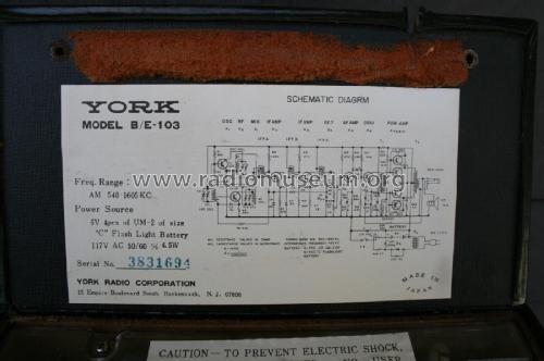 Solid State AC/Battery High Sensitivity Ten Transistor BE-103 ; York Radio Corp.; (ID = 2807573) Radio