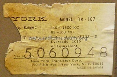 AM-FM TR-107; York New York (ID = 1016749) Radio
