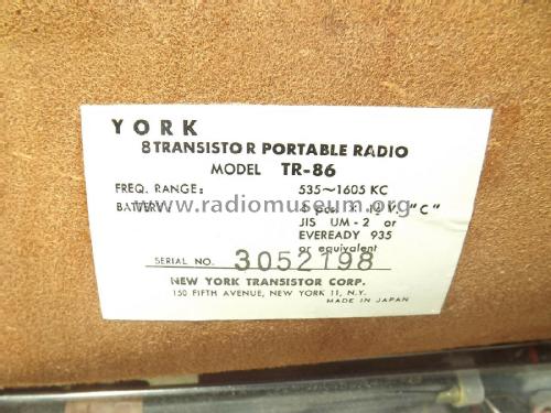 York Eight Transistor High Sensitivity TR-86; York New York (ID = 2399550) Radio
