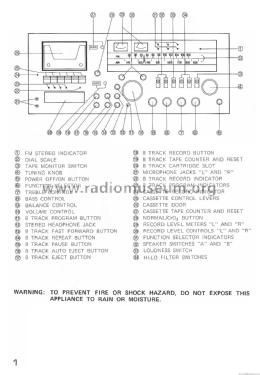 FM-AM Multiplex Receiver Stereo Cassette-8 Track Recorder M2601; Yorx Electronics; (ID = 1883004) Radio