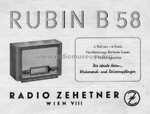 Rubin B58; Zehetner Radiobau- (ID = 2699937) Radio