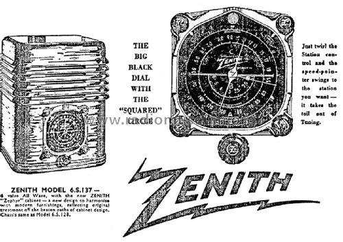 Zephyr 6-S-137; Zenith Brand, C & A (ID = 2946788) Radio