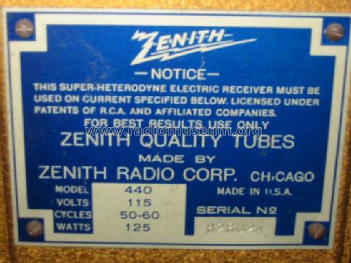 440 Ch= 2033; Zenith Radio Corp.; (ID = 88934) Radio