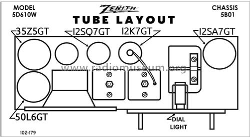 5D610W Ch= 5B01 early; Zenith Radio Corp.; (ID = 2932365) Radio