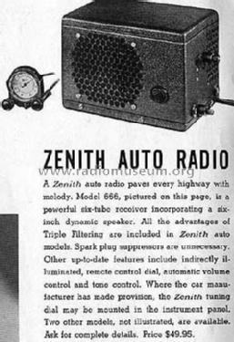 666 Ch=5616; Zenith Radio Corp.; (ID = 2374671) Car Radio