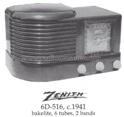 6D516 Ch=6A24; Zenith Radio Corp.; (ID = 1487219) Radio