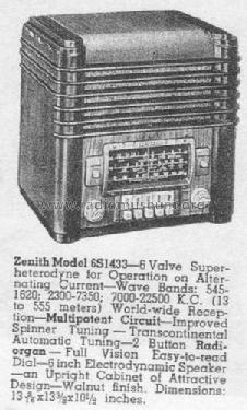 6S1433 Ch= 5669AT-BT; Zenith Radio Corp.; (ID = 2242266) Radio