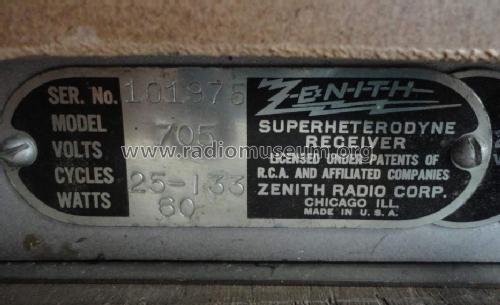 705 Ch= 2052; Zenith Radio Corp.; (ID = 1164669) Radio