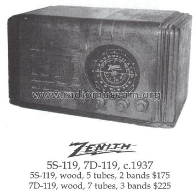 7D119 Ch= 5707; Zenith Radio Corp.; (ID = 1486058) Radio