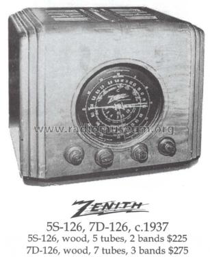 7D126 Ch= 5707; Zenith Radio Corp.; (ID = 1486066) Radio