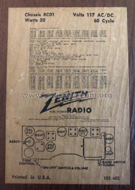8H034 Ch= 8C01; Zenith Radio Corp.; (ID = 2500501) Radio