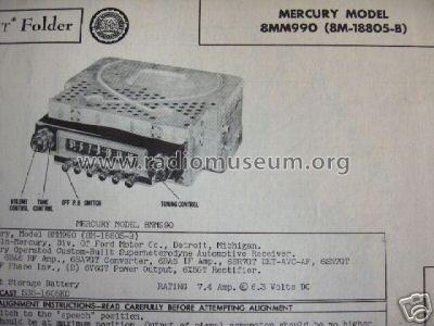 8MM990 Ch=8E90 Lincoln-Mercury; Zenith Radio Corp.; (ID = 410516) Car Radio