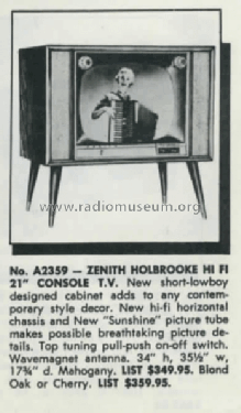 A2359RU Ch= 19A20U; Zenith Radio Corp.; (ID = 2785779) Télévision