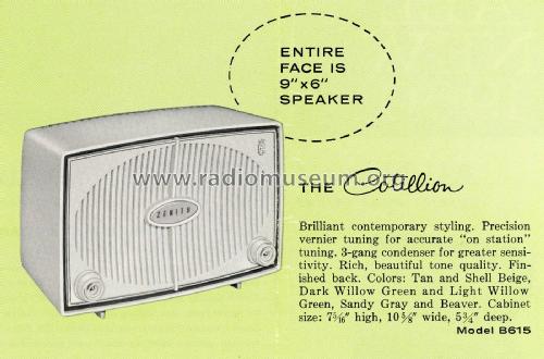 B615F 'The Cotillion' Ch= 6B05; Zenith Radio Corp.; (ID = 2028863) Radio