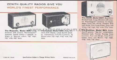 B508R 'The Majorette' Ch= 5Z05; Zenith Radio Corp.; (ID = 2030401) Radio