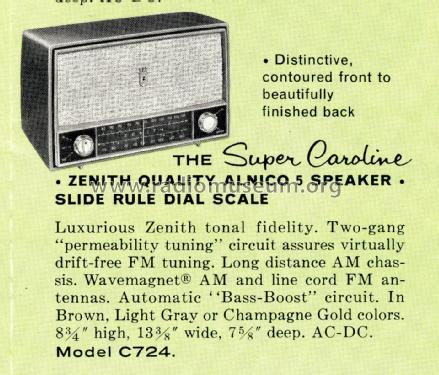 C724P 'The Super Caroline' Ch= 7C02; Zenith Radio Corp.; (ID = 2032892) Radio