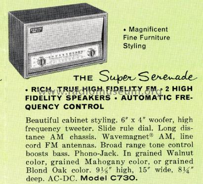 C730E 'The Super Serenade' Ch= 7C05; Zenith Radio Corp.; (ID = 2032988) Radio