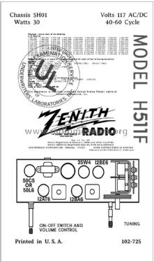 H511F Consoltone ; Zenith Radio Corp.; (ID = 3003771) Radio