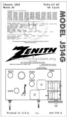 J514G Automatic Clock Radio Ch= 5J03; Zenith Radio Corp.; (ID = 2806365) Radio