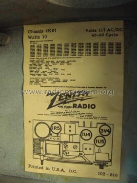 K412G Ch= 4K01; Zenith Radio Corp.; (ID = 1469339) Radio