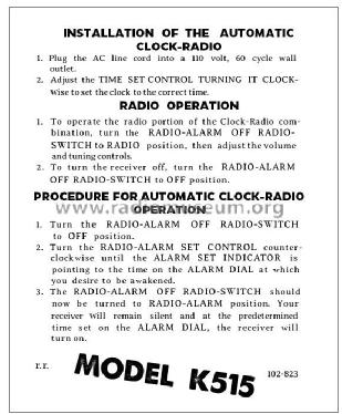 K515 Ch= 5K03; Zenith Radio Corp.; (ID = 2804666) Radio
