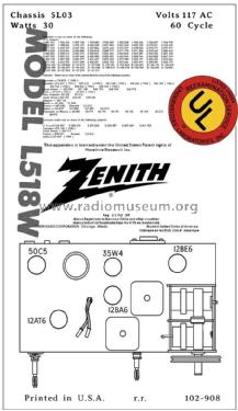 L518W Ch= 5L03; Zenith Radio Corp.; (ID = 2806289) Radio