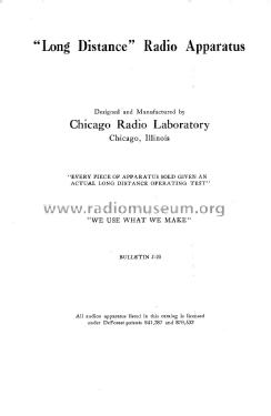 Long Distance Radio Apparatus Bulletin J-20; Zenith Radio Corp.; (ID = 2198194) Paper