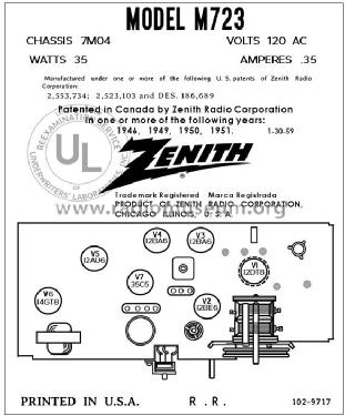 M723C Ch= 7M04; Zenith Radio Corp.; (ID = 2927210) Radio