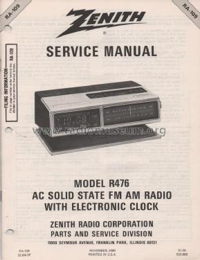 R476; Zenith Radio Corp.; (ID = 2856662) Radio