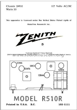 R510R Ch=5M02; Zenith Radio Corp.; (ID = 2848739) Radio