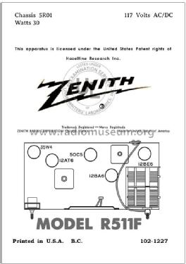 R511F Ch=5R01; Zenith Radio Corp.; (ID = 2851238) Radio