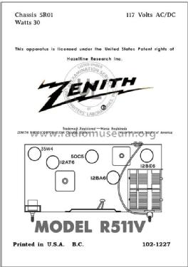 R511V Ch=5R01; Zenith Radio Corp.; (ID = 2851239) Radio