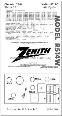 R514W Ch= 5L06; Zenith Radio Corp.; (ID = 2806413) Radio