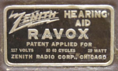 Ravox Hearing Aid ; Zenith Radio Corp.; (ID = 1266425) Medicine