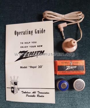 Royal 20-G Vest Pocket Radio Ch= 8NT-47-Z9; Zenith Radio Corp.; (ID = 2650383) Radio