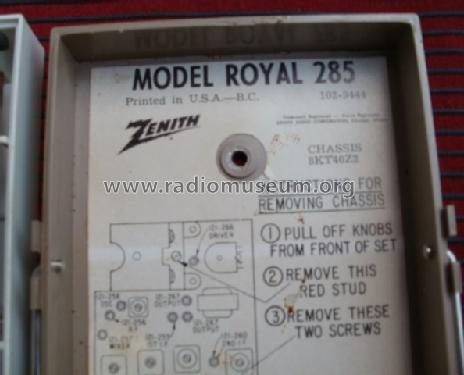 Royal 285-G Pocket Radio 285G Ch=8KT40Z2; Zenith Radio Corp.; (ID = 767334) Radio