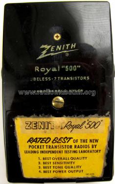 Royal 500 Ch= 7ZT40Z1; Zenith Radio Corp.; (ID = 994592) Radio