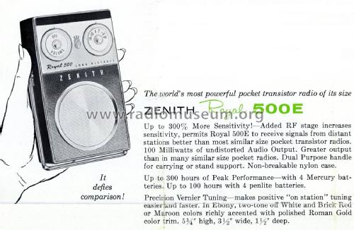 Royal 500E Ch= 8CT40; Zenith Radio Corp.; (ID = 2032639) Radio