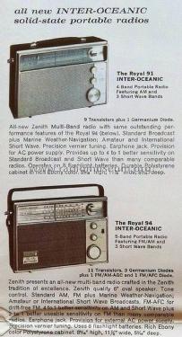 Royal 91 Inter-Oceanic Ch= 9NT40Z8; Zenith Radio Corp.; (ID = 1631446) Radio