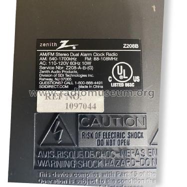Sound Therapy AM/FM Stereo Dual Alarm Clock Radio Z208B; Zenith Radio Corp.; (ID = 2856513) Radio