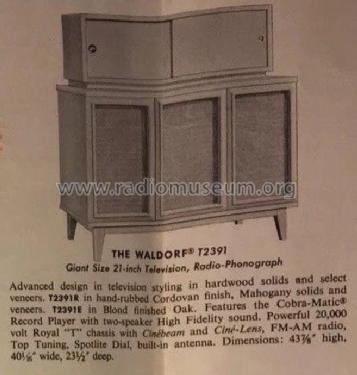 T2391RU CH= 22T20/10L20; Zenith Radio Corp.; (ID = 2753307) Television