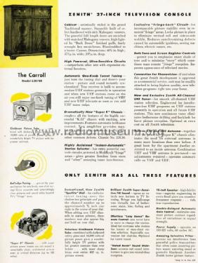 L2878R 'The Carroll' Ch= 22L20; Zenith Radio Corp.; (ID = 1701610) Television