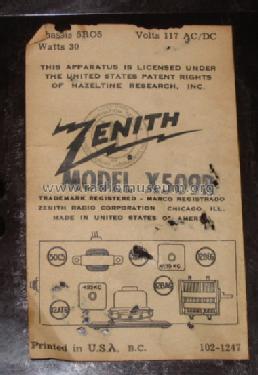 X509R ; Zenith Radio Corp.; (ID = 141495) Radio