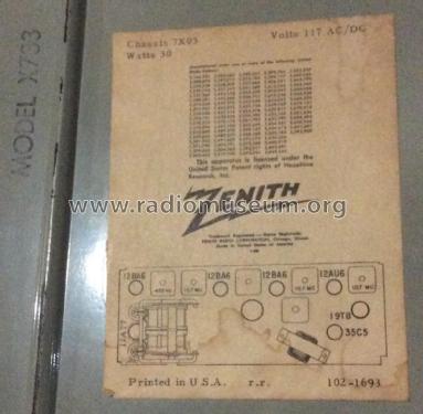 X733Y Ch= 7X03; Zenith Radio Corp.; (ID = 2927099) Radio